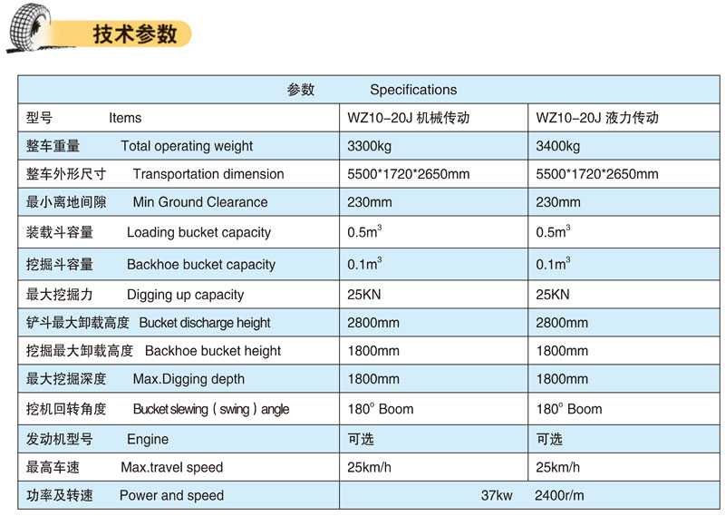 WZ10-20J挖掘装载机